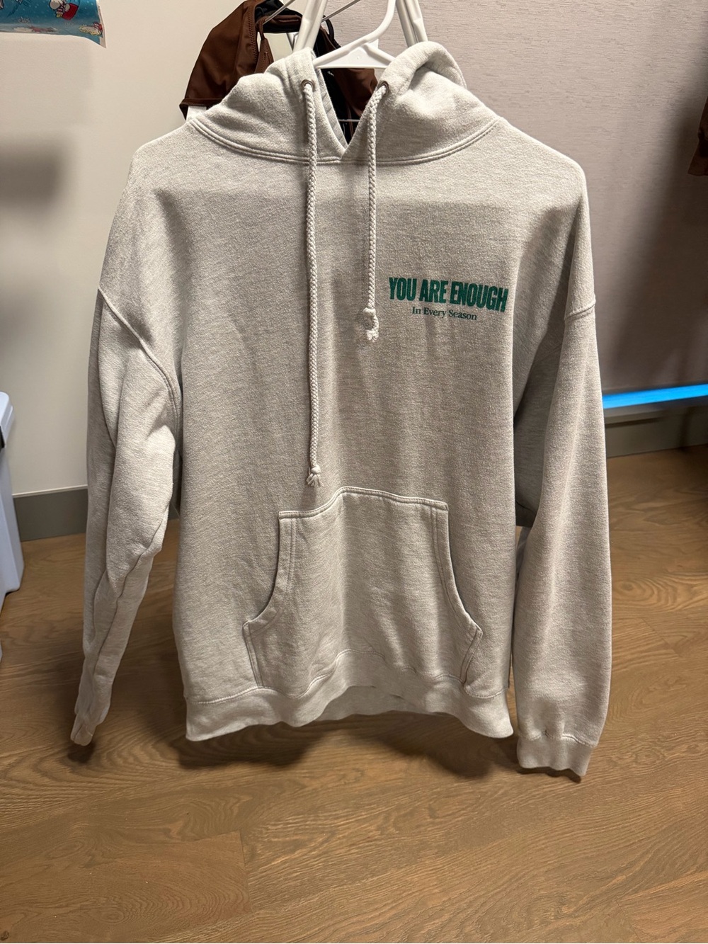 You Are Enough Beige Hooded Sweatshirt - Casual unisex Hoodie
